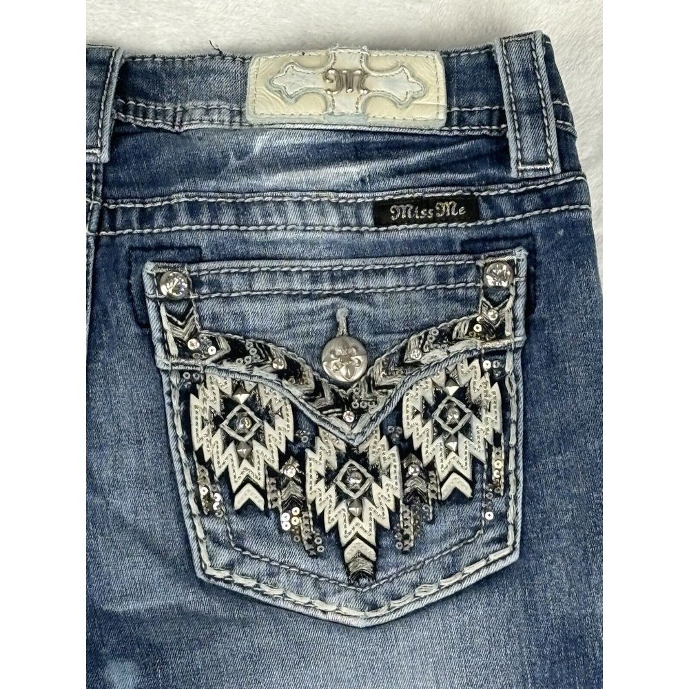 Miss Me Jeans Women's Size 31 Chloe Bootcut Blue Mid Rise Jeans (Hemmed) - Picture 11 of 15